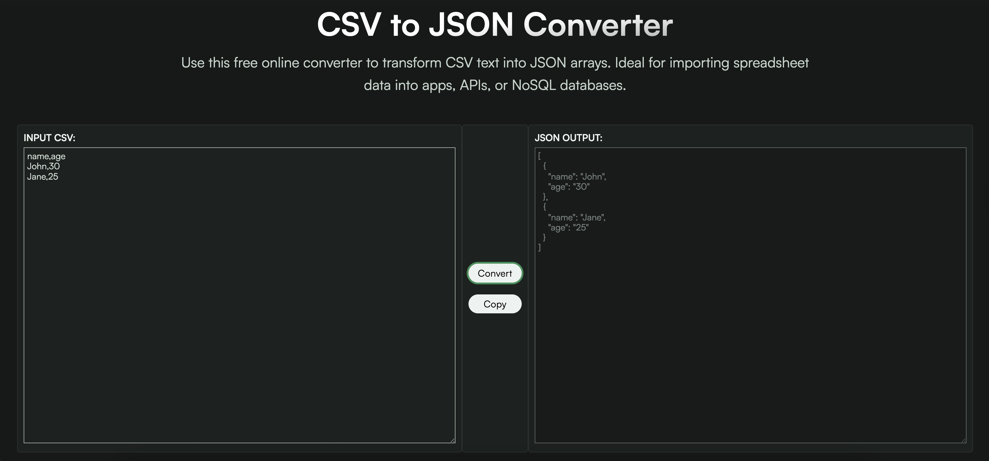 CSV to JSON Converter