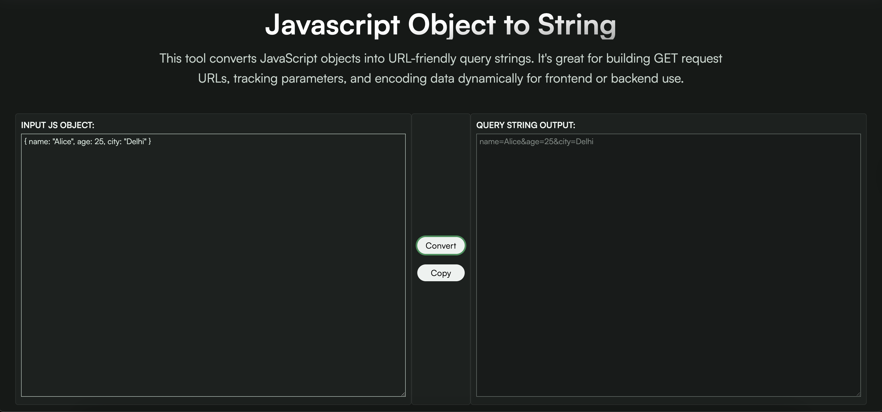 JavaScript Object to Query String