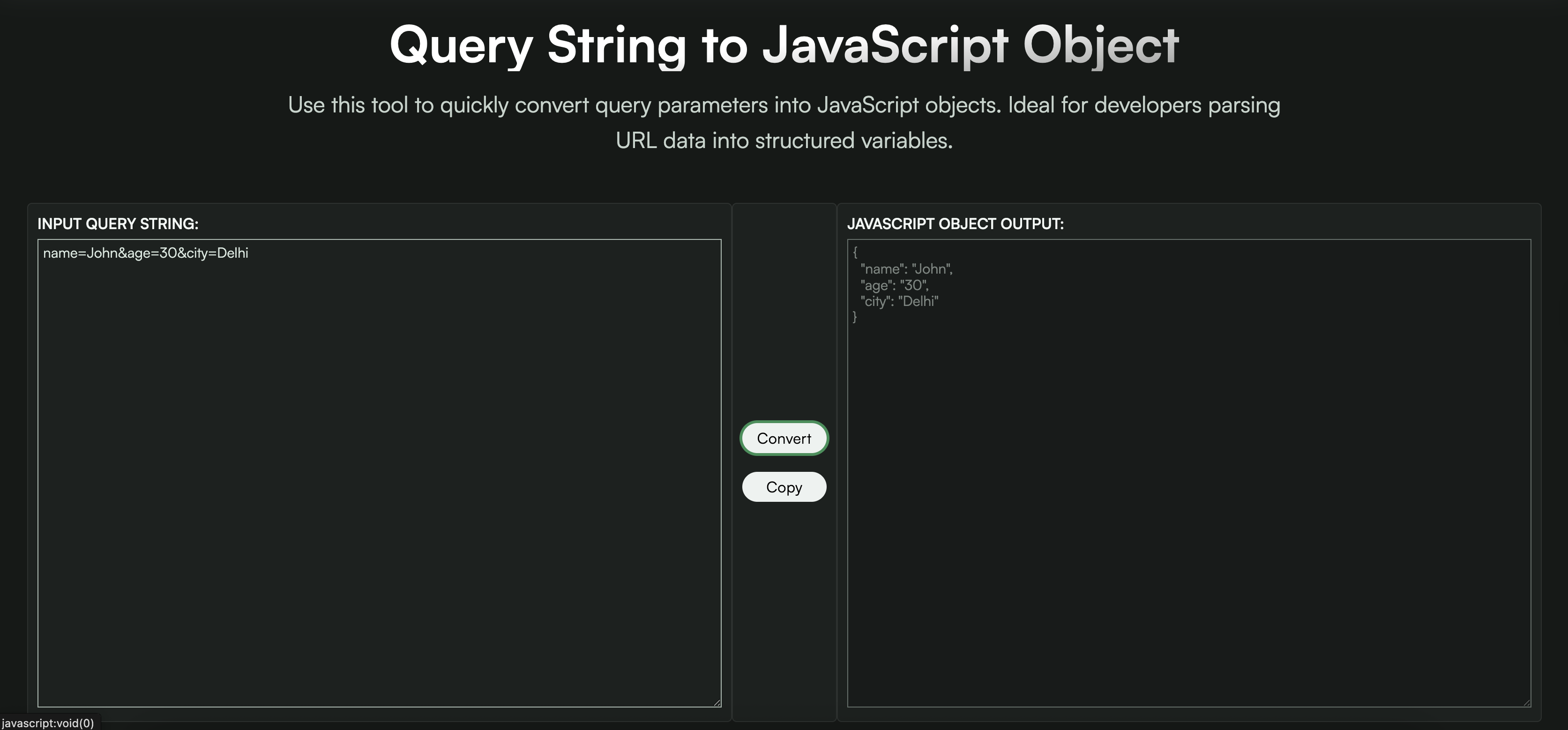 Query String to JavaScript Object